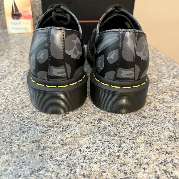 Dr. Martens‎ 1461 Distorted Leopard / Skull Print Oxfords Black Grey Womens Sz 5 - Picture 7 of 9